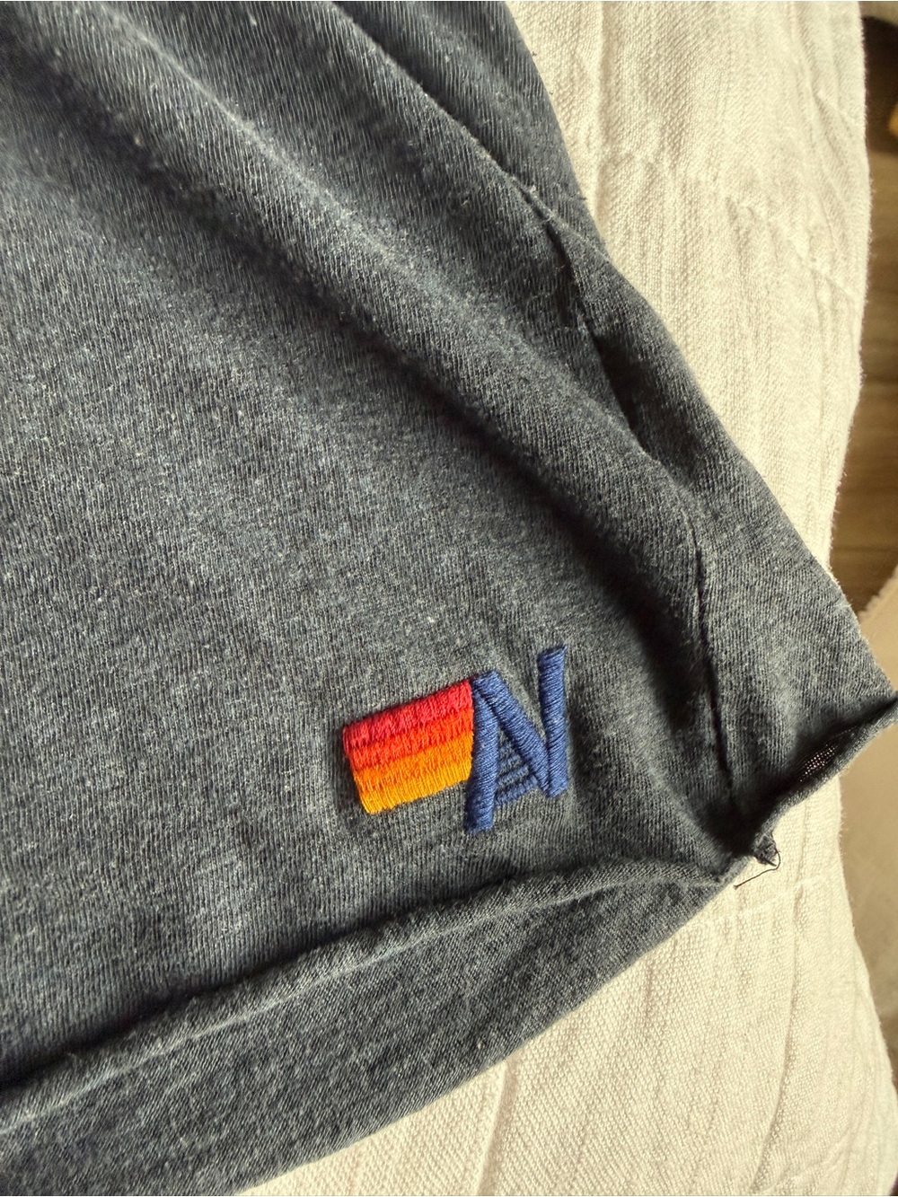 Aviator Nation Charcoal Tee with Rainbow Stripe Surf Logo - Picture 2 of 4